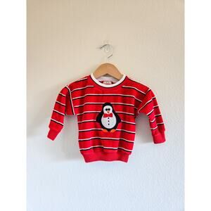 24m Healthtex Toddler Terry Cloth Red Penguin Crewneck